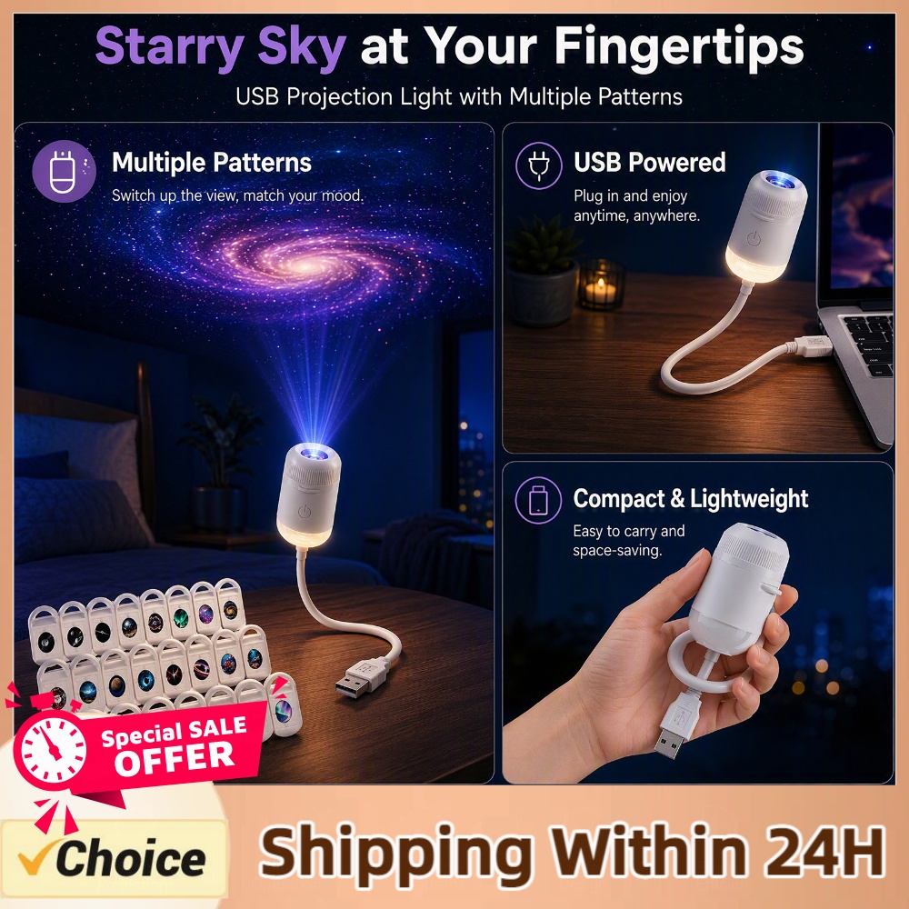 Lighting Decoration For Home - Proiettore USB Cielo Stellato, Lampada Proiettore