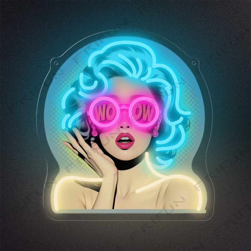 Outdoor Lighting Decor Wow - Insegna al Neon WOW Curl Girl,