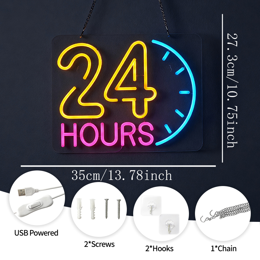 Insegna al Neon 24 Ore su 24,  - Decor Lighting Opening Hours recensione e prezzo