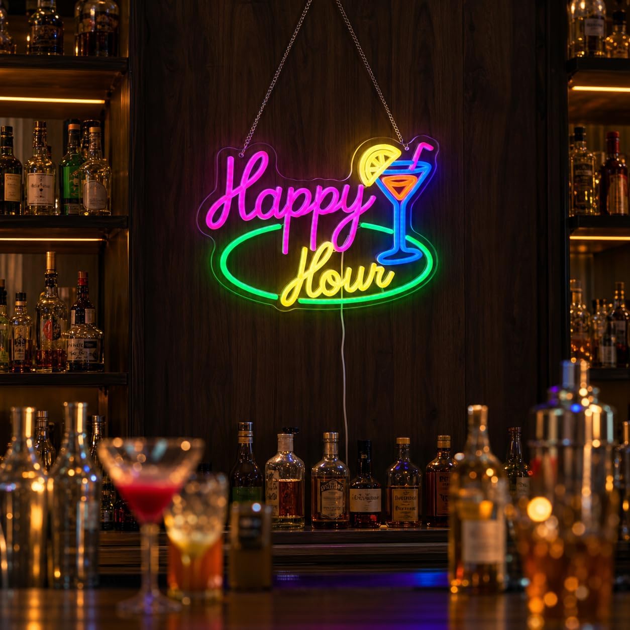 Insegna al Neon LED Happy Hour - Decor Lighting Opening Hours recensione e prezzo