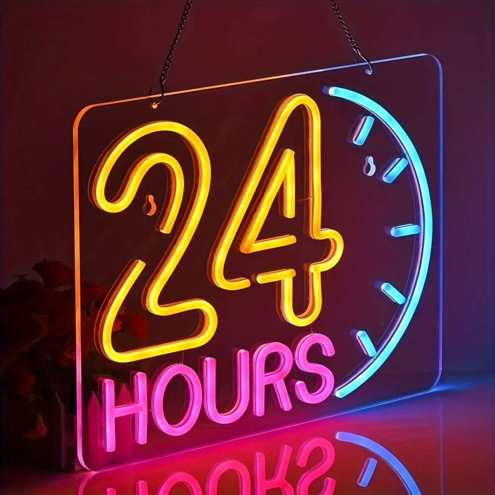 Insegna al Neon LED 24 Ore, Lu - Decor Lighting Opening Hours recensione e prezzo